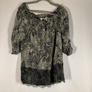 Westport Black & Cream Paisley Blouse Top
